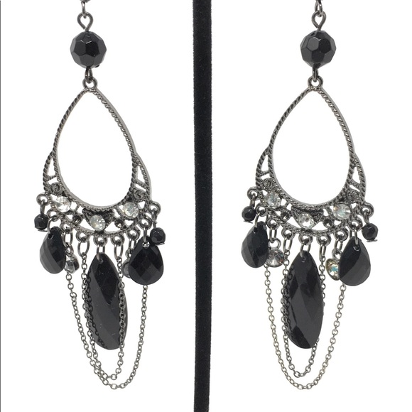 Black & Silver Drop Dangle & Chandelier Earrings - Picture 3 of 3